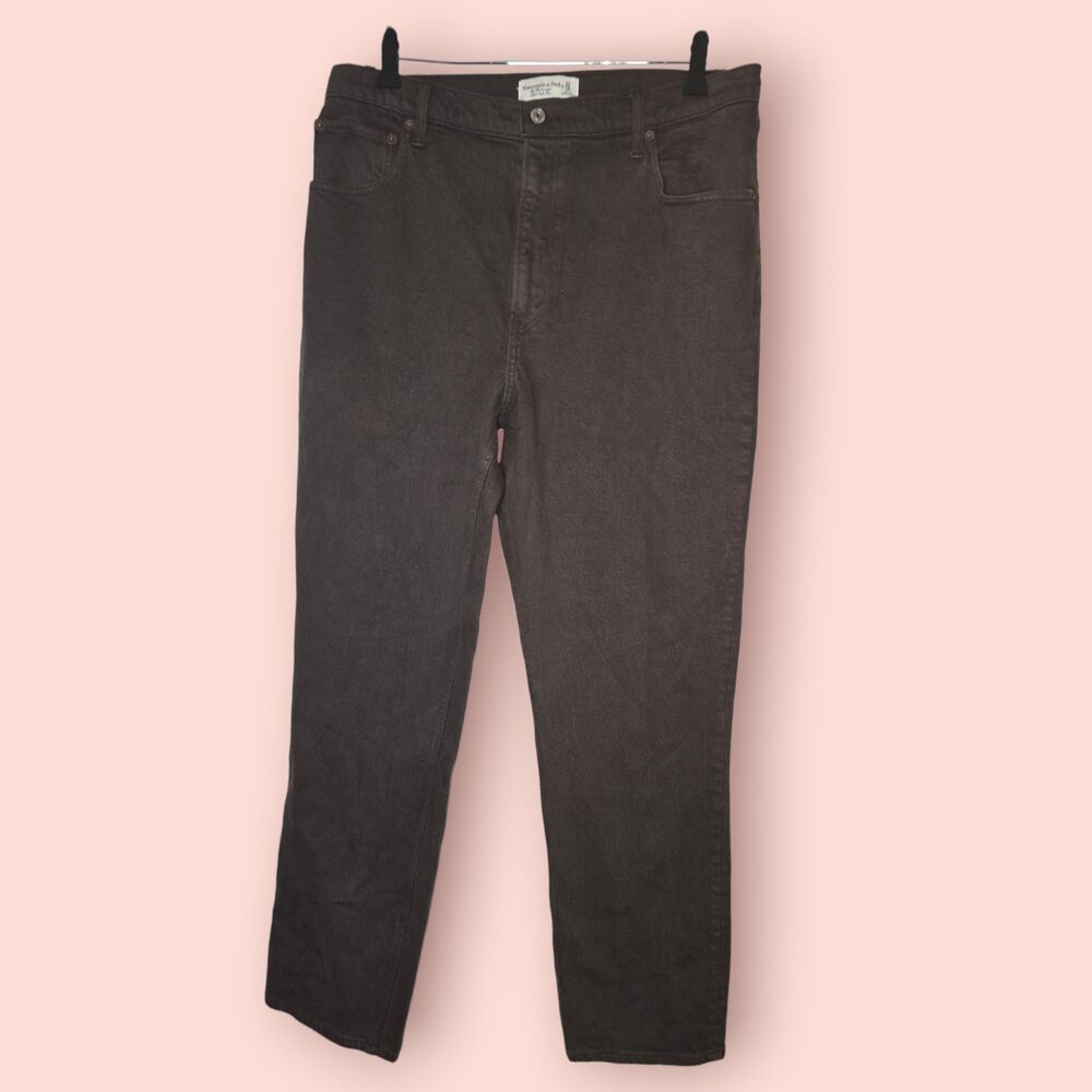 Abercrombie 90s Straight Ultra High Rise Grey Jeans Size 32/14L Long Y2K Relaxed